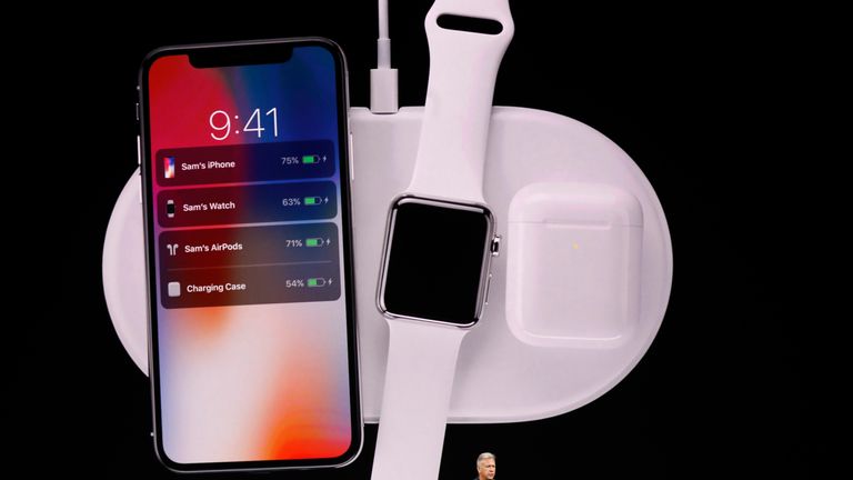 Apple Senior Vice President Phil Schiller shows the iPhone X during a launch event