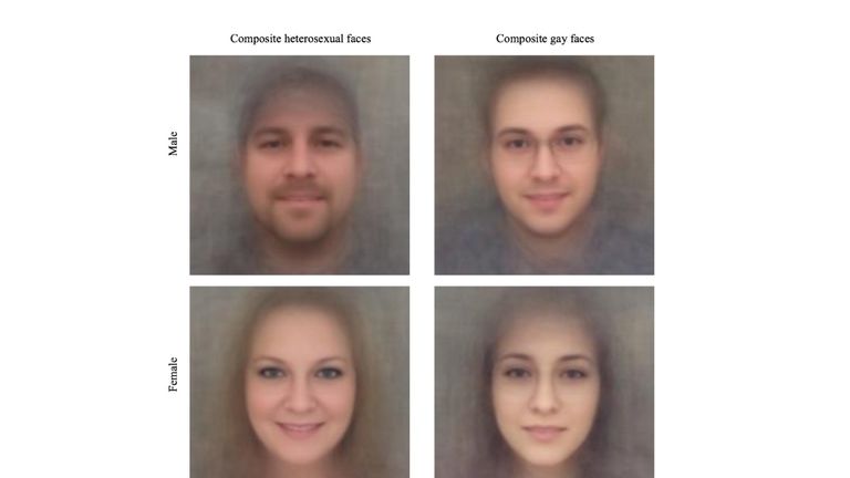 Composite faces of hetero- and homosexual Caucasian men and women