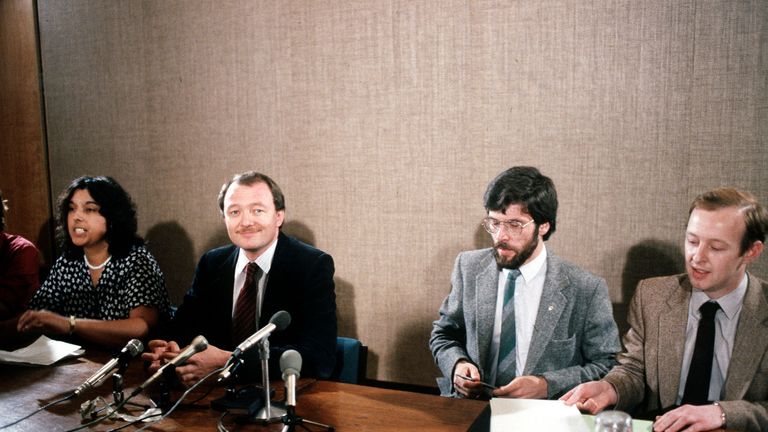 July 1983: Adams with Greater London Council leader Ken Livingstone at County Hall