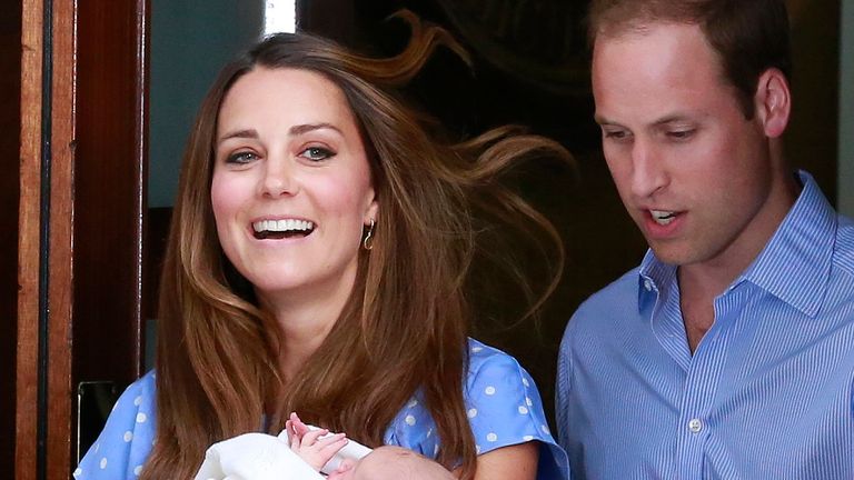 Kate and William introducing baby George to the world in 2013