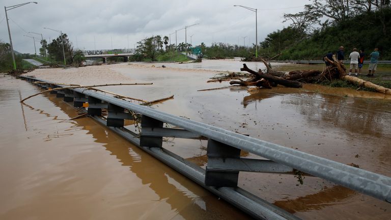 A flooded expressway in Yauco, Puerto Rico 