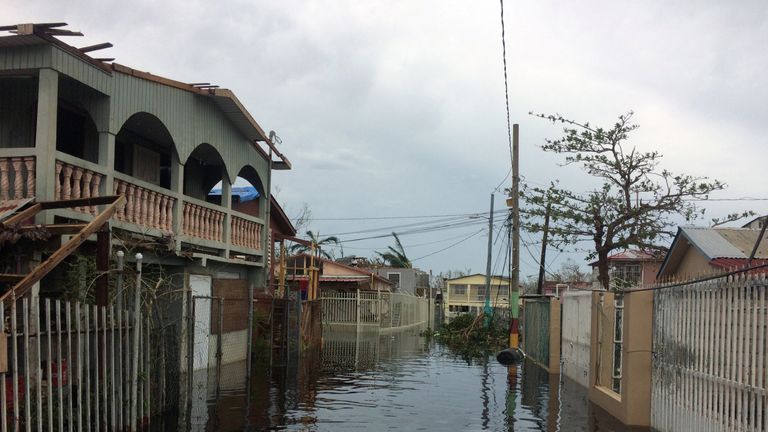 A flooded street is seen in the Juana Matos neighbourhood in Catano municipality, Puerto Rico 