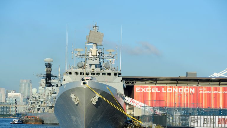 Seven warships will be visiting the ExCeL centre for the arms fair. Pic: DSEI
