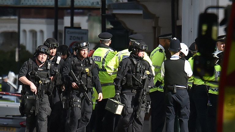 Armed police close to Parsons Green station in west London