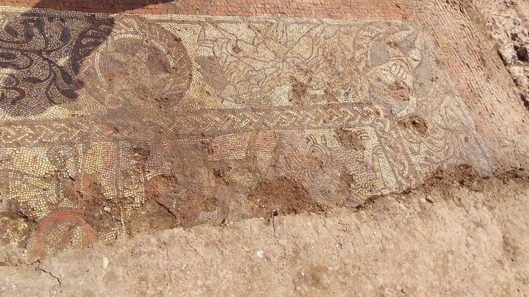 A Roman mosaic floor found in Boxford, Berkshire. Pic: Cotswold Archaeology/Facebook