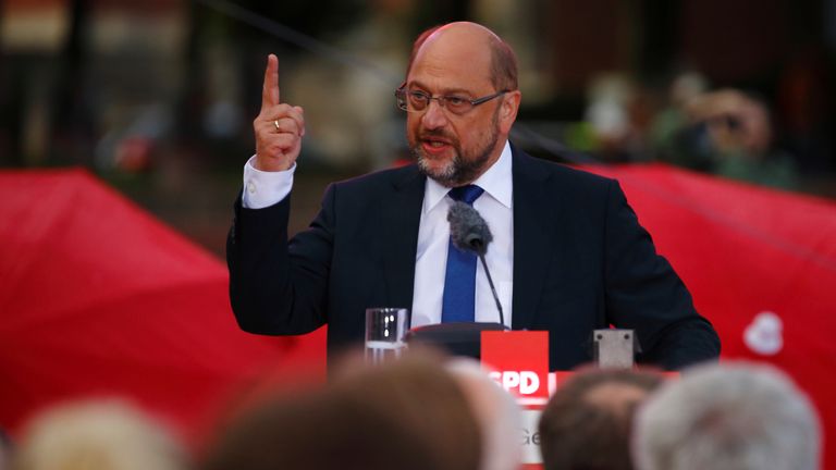 Martin Schulz, the former president of the European Parliament, is seen as Mrs Merkel&#39;s main challenger
