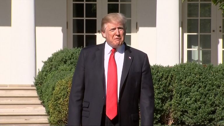 President Donald Trump in the Whitehouse garden.