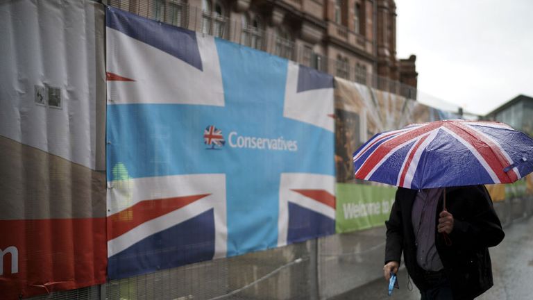 It was a rainy day in Manchester as delegates arrived for the Tory conference
