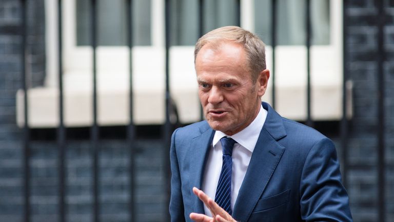 Donald Tusk leaves Downing Street after talks with Theresa May