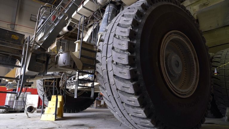 The wheels on some of the mining trucks are as big as a double deck bus