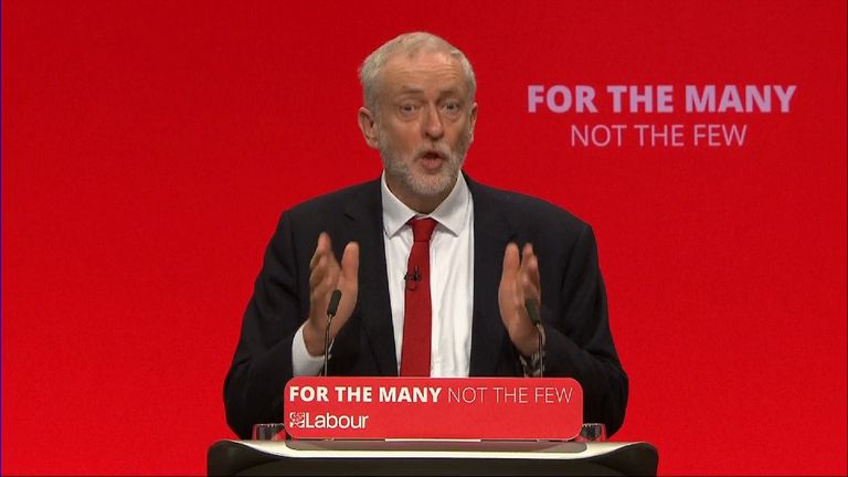 Jeremy Corbyn delivers his main speech to the 2017 Labour Party conference