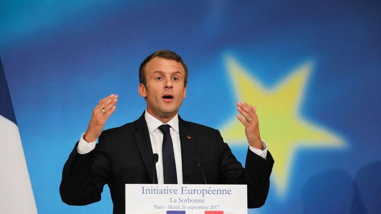 Emmanuel Macron lays out his vision for Europe in Paris 