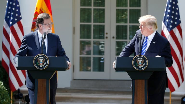 The Catalonia issue was a topic during a joint news conference with Donald Trump in Washington