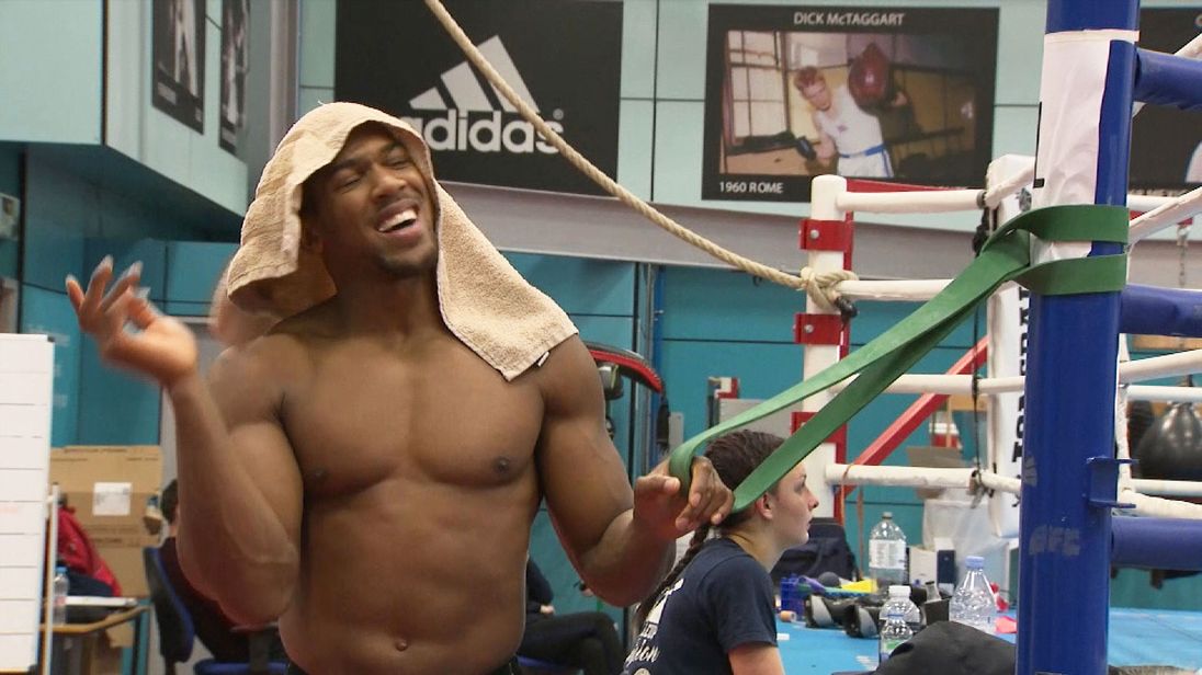 Anthony Joshua speaks to Sky News at his training camp in Sheffield