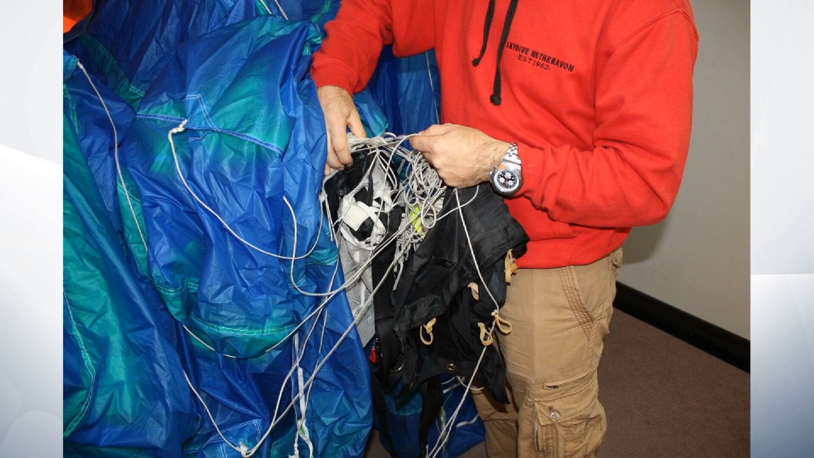 Wife of man accused of tampering with parachute says fall 'not an