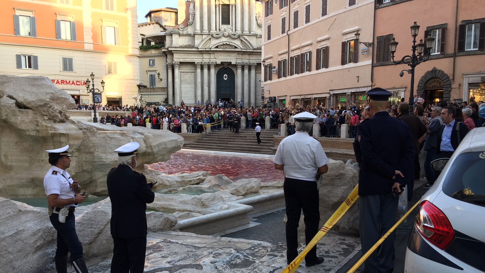 Rome's iconic Trevi Fountain runs red following artist's corruption ...