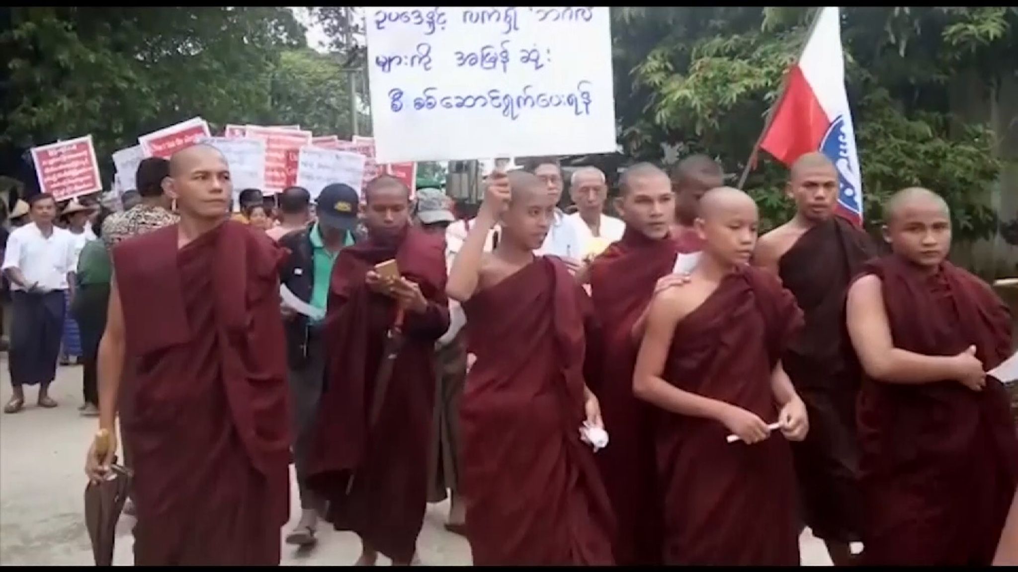 Hundreds Of Buddhists In Myanmar Protest Against Rohingya Return World News Sky News