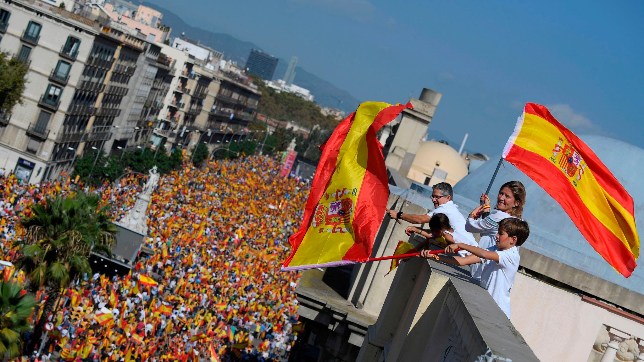 Thousands Protest In Barcelona Against Catalan Independence