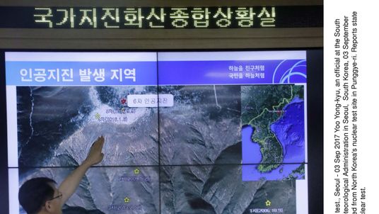 The location of an artificial earthquake detected from North Korea's nuclear test site in Punggye-ri