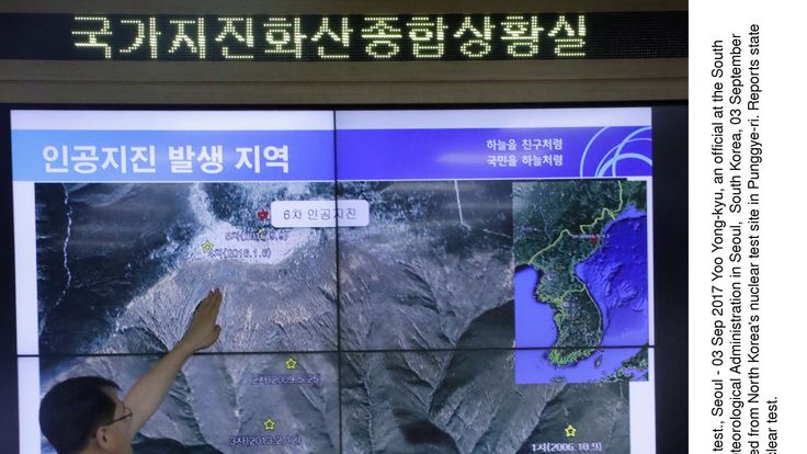 The location of an artificial earthquake detected from North Korea's nuclear test site in Punggye-ri