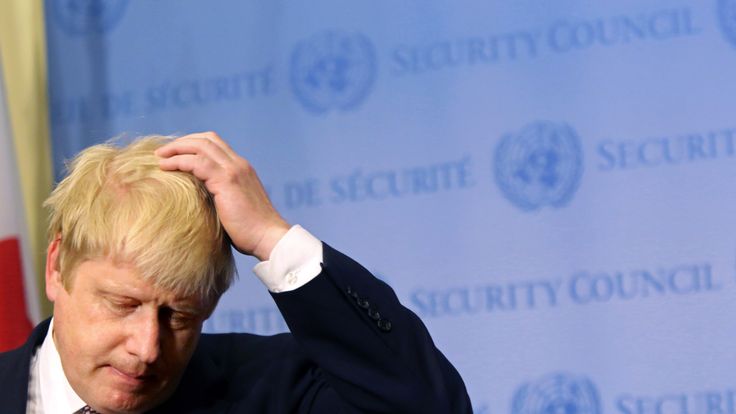 Foreign Secretary Boris Johnson gives a press conference in the Security Council Stakeout area of the United Nations Headquarters after meeting with United Nations Secretary-General Ban Ki-Moon (not seen) on July 22, 2016 in New York City