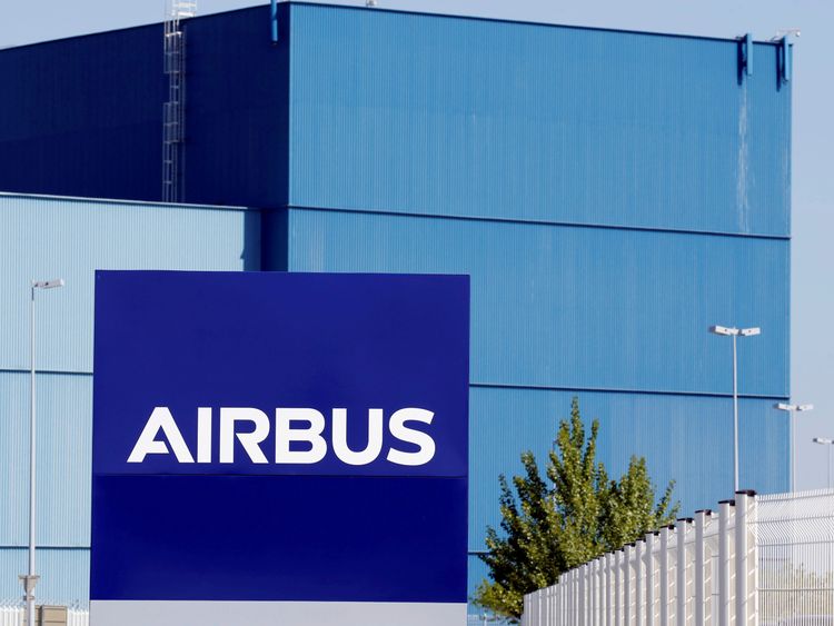 FILE PHOTO: The logo of Airbus Group is seen on the company's headquarters building in Toulouse, Southwestern France, April 18, 2017.