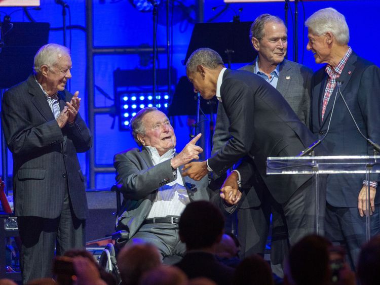 Barack Obama and George H.W. Bush shook hands at a fundraiser last week