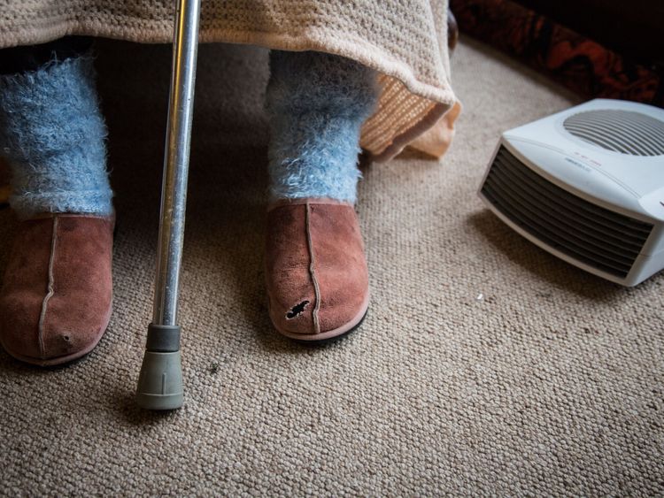 In this photo illustration an elderly person sits in a chair at home on February 16, 2015 near Bristol, England