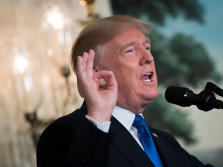 President Donald Trump hit out at Iran in the speech