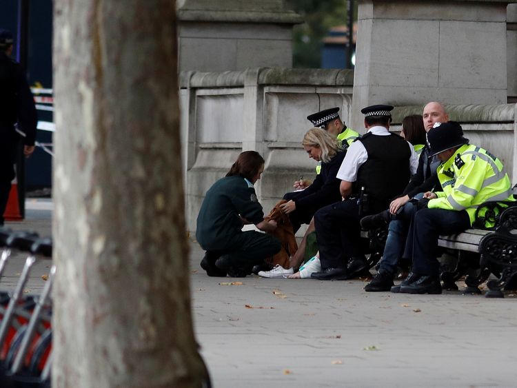 Woman being treated at scene