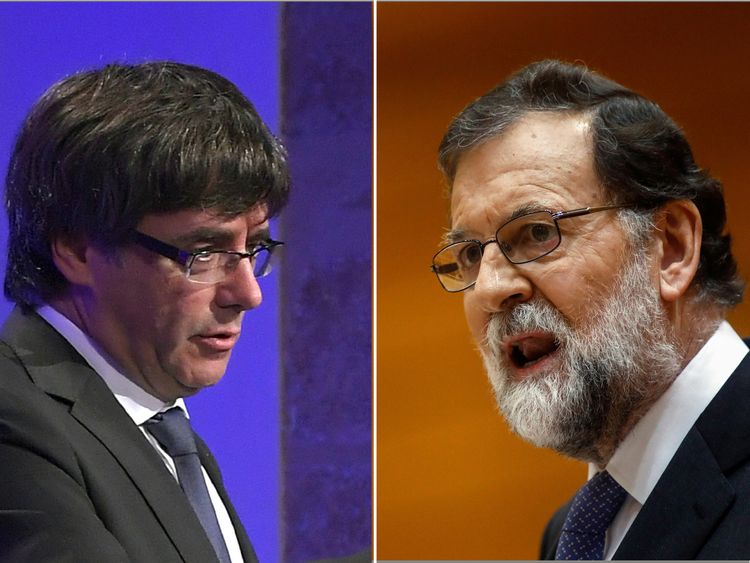 Spanish PM Mariano Rajoy (R) said Mr Puigdemont had &#39;generated big uncertainties&#39;