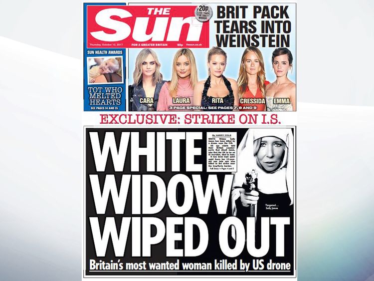 The Sun says Britain&#39;s most wanted woman, Sally Jones, has been killed in a drone strike