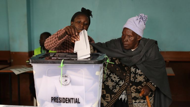 Votes are cast at a polling station in Gatundu