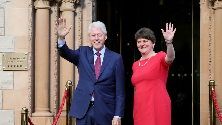 He later met Arlene Foster, and also Sinn Fein's Gerry Adams and Michelle O'Neill