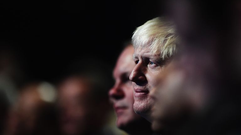 Boris Johnson in the audience at the Conservative party conference