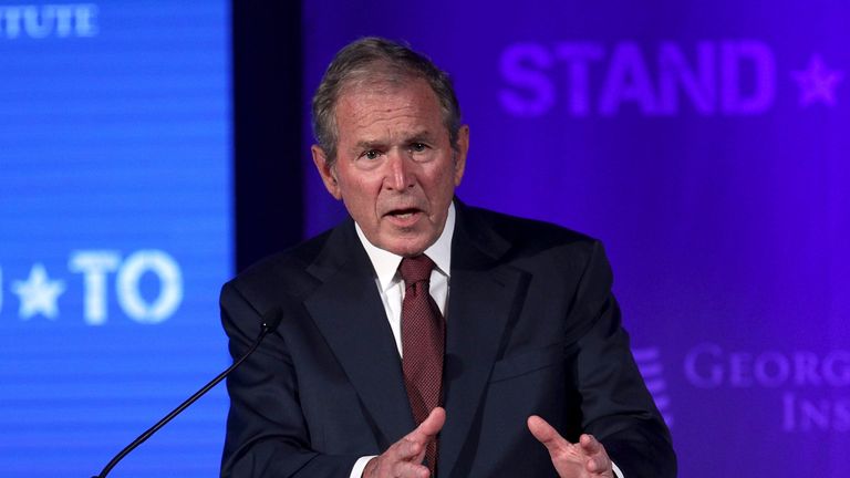 WASHINGTON, DC - JUNE 23:  Former U.S. President George W. Bush speaks during a conference at the U.S. Chamber of Commerce June 23, 2017 in Washington, DC. The George W. Bush Institute hosted a conference to address veteran issues.  (Photo by Alex Wong/Getty Images)