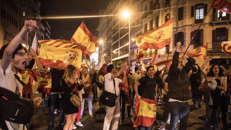Anti-separatists also took to the streets after the declaration