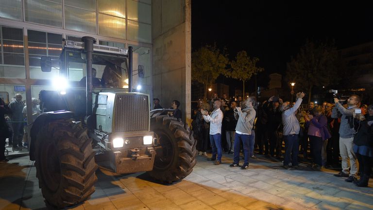 Farmers are blocking entrances to some polling stations to stop police taking them over