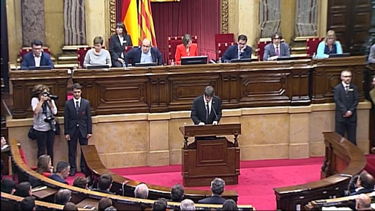 Carles Puigdemont addresses Catalans