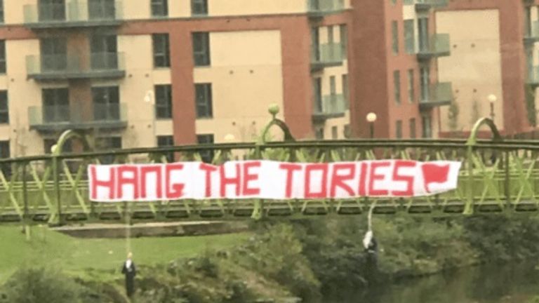 A picture of a banner taken by MP Michael Fabricant in Manchester