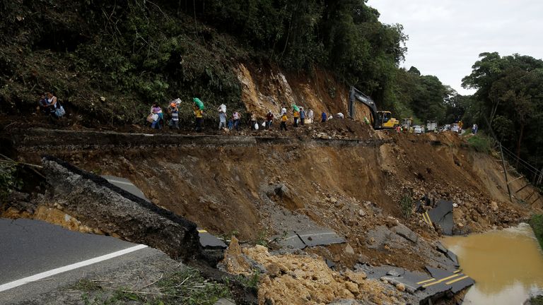 The storm has triggered landslides in Casa Mata in Costa Rica (pictured), as well as in Nicaragua and Honduras