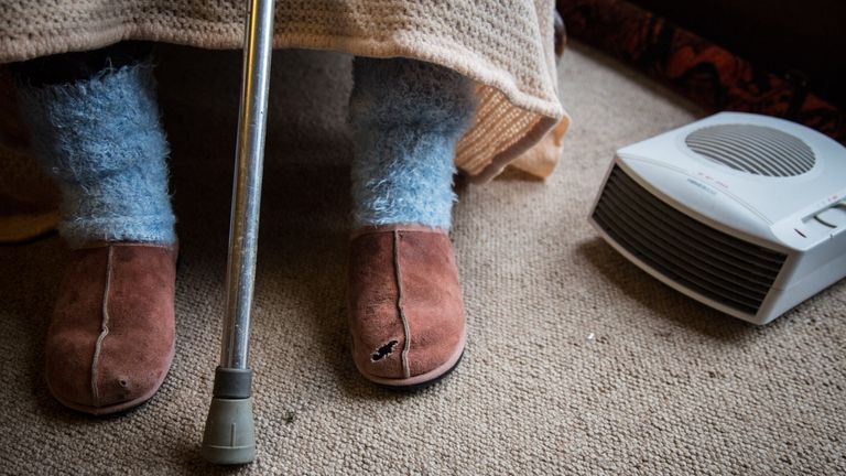 In this photo illustration an elderly person sits in a chair at home on February 16, 2015 near Bristol, England