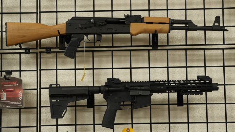 Guns for sale in a gun shop in Las Vegas