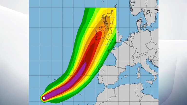 The likely path of ex-hurricane Ophelia. Pic: National Hurricane Center