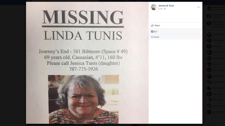 Jessica Tunis posted a Facebook appeal for her missing mother