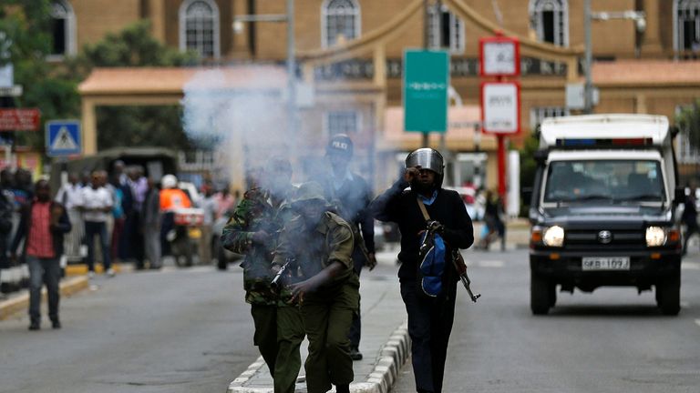 Riot police fire tear gas to disperse supporters of Kenya&#39;s opposition in Nairobi