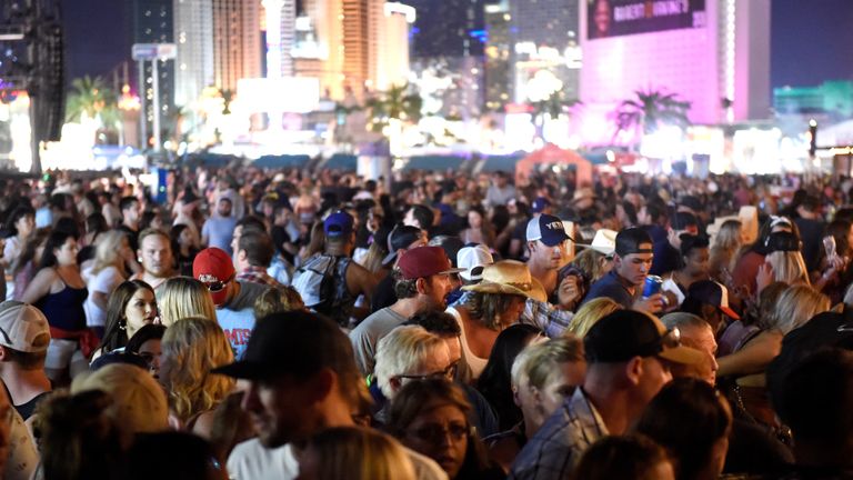 A crowd of people at the Route 91 Harvest country music festival