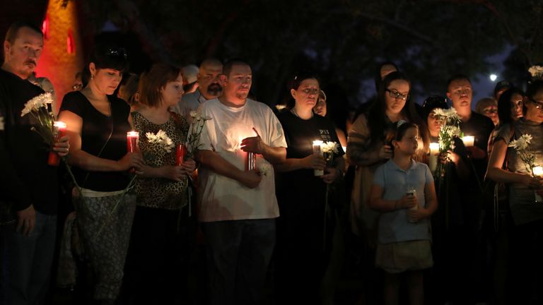 A candle-lit vigil in memory in of the Las Vegas victims