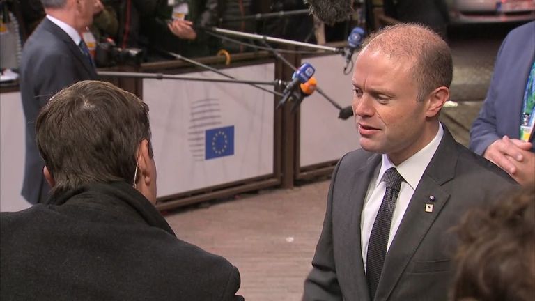 Malta&#39;s Prime Minister Joseph Muscat arrives for talks in Brussels