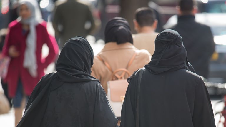 A general view of two Muslim women in London.